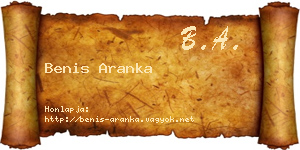 Benis Aranka névjegykártya